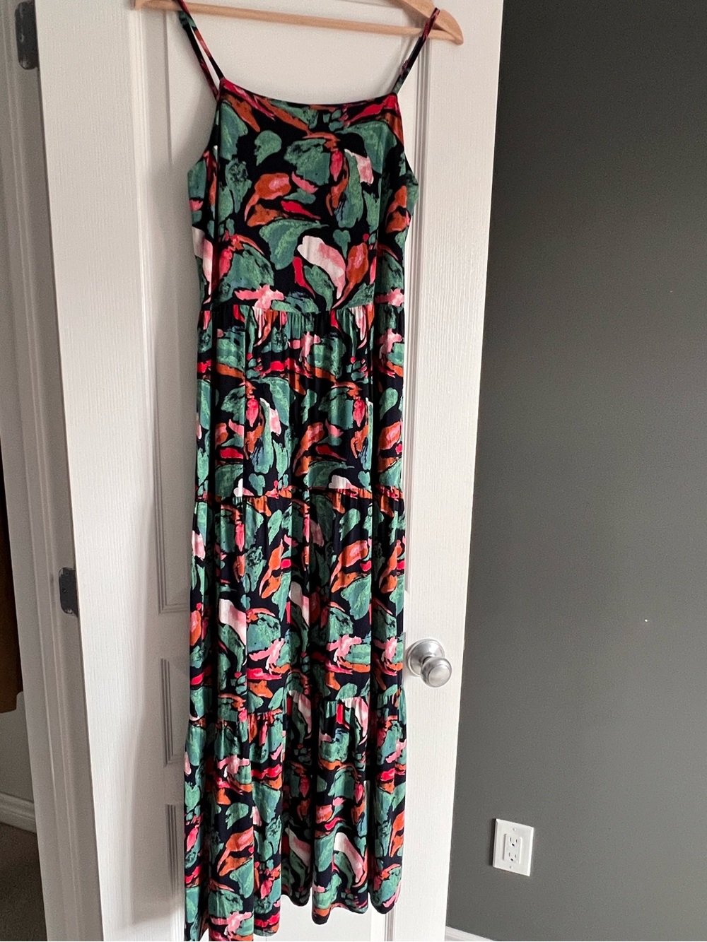 Colorful Floral Maxi Dress - Spaghetti Straps